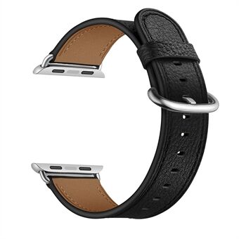 Ronde staart lederen band voor Apple Watch Series 6/SE/5/4 44mm / Series 3/2/1 42mm - Zwart