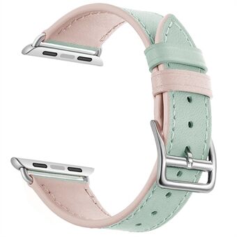Damesstijl lederen band voor Apple Watch Series 6 SE 5 4 44 mm / Series 3 2 1 42 mm - groen / roze