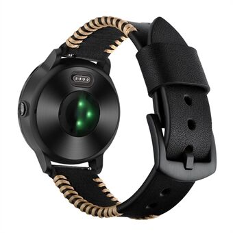 20 mm varkensribbetjes stijl lederen horlogeband band voor Garmin Vivoactive 3/Vivomove HR - zwart