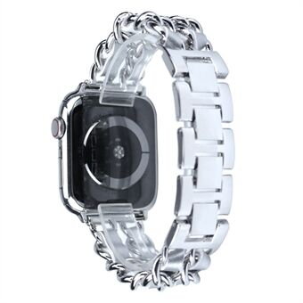 Vervanging van metaal + PU-leer Smart Watch-band voor Apple Watch-serie 4/5/6 / SE 44 mm / serie 1/2/3 42 mm