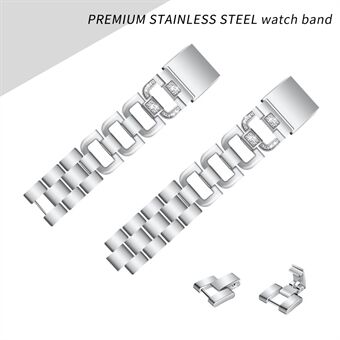Strass decor Steel legering Smart horlogeband voor Fitbit Charge 2