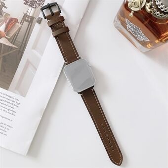 Profiel naaien Echt leer met zwarte band voor Apple Watch Series 6/SE/5/4 44mm / Series 3 2 1 Watch 42mm