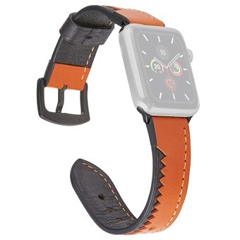 Echt lederen krokodillentanden stijl horlogeband voor Apple Watch Series 6/SE/5/4 40mm/Serie 3/2/1 horloge 38mm