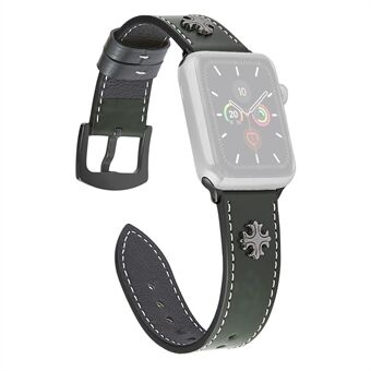Echt leer Crossing Two Nails Style horlogeband voor Apple Watch Series 6/SE/5/4 40mm/Serie 3/2/1 Horloge 38mm