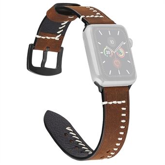 Echt lederen hand stiksels stijl horlogeband voor Apple Watch Series 6/SE/5/4 40mm/Serie 3/2/1 horloge 38mm