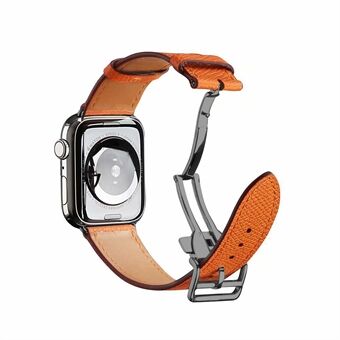 Lederen horloge met vouwsluiting Vervang band [zwarte gesp] voor Apple Watch SE / Series 6/5/4 40MM / Series 3/2/1 38mm