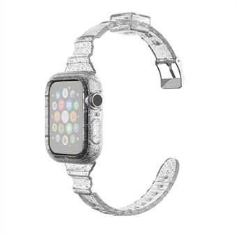 Glitterpoeder Soft TPU vervangende horlogeband met frame voor Apple Watch Series 6 SE 5 4 44mm / Series 3 2 1 42mm
