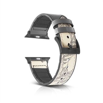 22 mm PU-leer gecoate TPU-horlogeband voor Apple Watch Series 1/2/3 42 mm / Apple Watch Series 4 44 mm