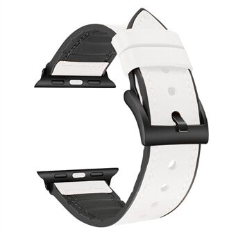 Kleur PU leer + siliconen horlogeband voor Apple Watch Watch Series 6/5/4 / SE 44mm, Series 3/2/1 42mm