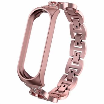 8-vormig ontwerp Bling Shiny diamant aan beide zijden sieraden metalen band voor Xiaomi Mi Band 6/5