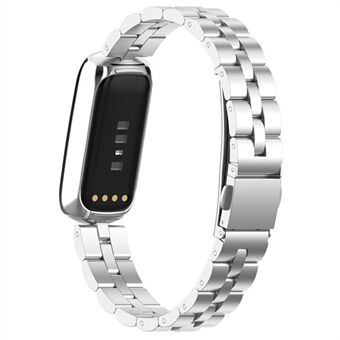 Steel stalen band met drie kralen, platte gespen Vervanging van horlogeband voor Fitbit Luxe / Special Edition