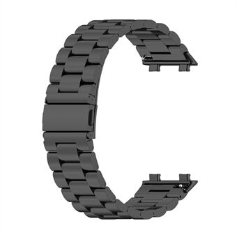 Zakelijke stijl 3 kralen vervangende band Steel horlogeband voor Oppo Watch 2 42 mm - zwart