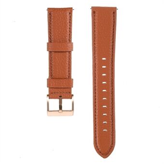22 mm litchi-textuur echt lederen horlogebandje Verstelbare vervangende armband voor Samsung Gear S3 Classic / Gear S3 Frontier / Galaxy Watch 46 mm