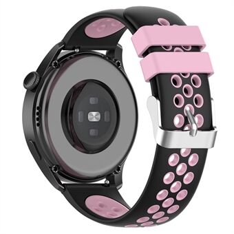 22 mm ademend tweekleurig siliconen horloge met horlogebandontwerp met meerdere gaten voor Huawei Watch GT3 46 mm / Samsung Gear S3 Frontier / Classic
