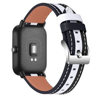 Voor Huami Amazfit Bip 1S / GTR 42 mm naailijn Kleur splice design band Verstelbare koeienhuid horlogeband (20 mm)