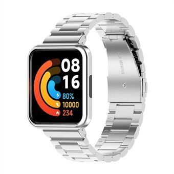 Voor Xiaomi Redmi Watch 2 Lite roestvrij Steel met drie kralen Smartwatch-band vervangende polsband met horlogekast - zilver