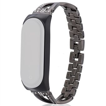 Voor Xiaomi Mi Band 3/4 Smart Watch X Design Roestvrij Steel horlogeband met strass-decoratie: