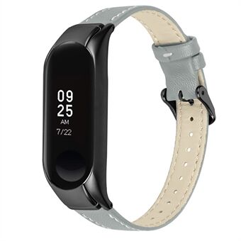Voor Xiaomi Mi Band 7 echte lederen horlogeband vervangende horlogeband met zwarte horlogekast: