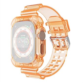 Voor Apple Horloge Ultra 49mm Twee Rij Gaten TPU Smart Horloge Band Vervanging Polsband Geïntegreerd met Horloge Case: