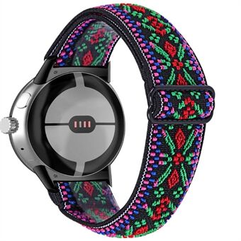 Voor Google Pixel Watch elastische horlogeband gevlochten polsband met zwarte connector