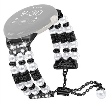 Voor Google Pixel WatchThree Rows Faux Pearls Beads Horlogeband Vervanging Polsband Armband
