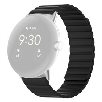 Voor Google Pixel Watch Magnetische Smartwatch Band Zachte Siliconen Verstelbare Vervangende Band Polsband - Zwart