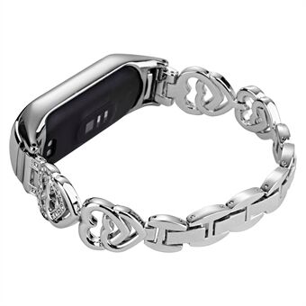 Voor Xiaomi Mi Band 3 / Band 4 metalen horlogebandje met strass versierde horlogeband