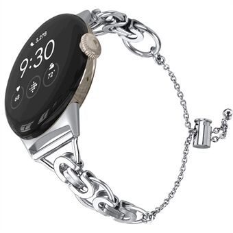 Voor Google Pixel Watch Smartwatch Bandvervanging Kraalketting Roestvrij band Armbandband - Zilver