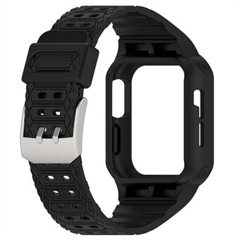 Voor Apple Watch Series 8 / 7 45mm / 6 / 5 / 4 / SE / SE (2022) 44mm / 3 / 2 / 1 42mm TPE Horlogeband Integrale Horlogeband met Case