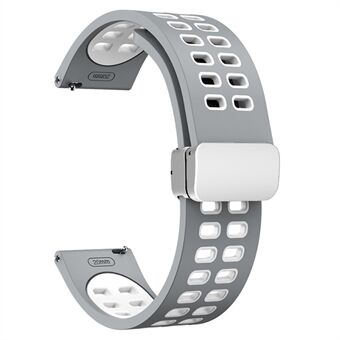 22 mm siliconen horlogeband voor Garmin Forerunner 265 / Honor Watch GS 3i, tweekleurige magnetische band met zilveren vouwgesp