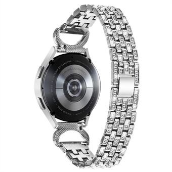 Strass decorband voor Samsung Galaxy Watch3 41 mm / Watch4 Active 40 mm / Watch 5 Active 40 mm / Watch4 40 mm 44 mm / Watch 5 40 mm 44 mm, 5-kraal 20 mm Steel horlogeband