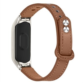 Voor Xiaomi Smart Band 8 Klinknagels Decor Horlogeband Echte koeienhuid lederen band met zilveren horlogekast