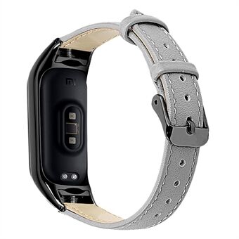 Voor Xiaomi Smart Band 8 horlogebandjes van echt rundleer met zwarte horlogekast