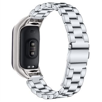 Voor Xiaomi Smart Band 8 roestvrij Steel 3 kralen horlogeband vervangende polsband - zilver