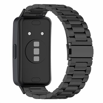 Voor Huawei Band 8 horlogebandje 3-kraal Steel smartwatch-bandvervanging - zwart
