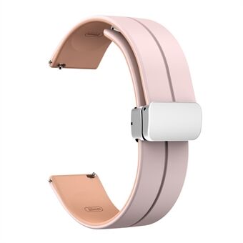 Magnetische siliconen band voor Garmin vivomove Trend / Style / Luxe, tweekleurige 20 mm horlogeband met zilveren vouwgesp