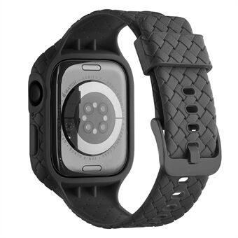 Voor Apple Watch Series 8 / 7 45 mm geweven textuur TPU horlogeband Integrale horlogeband met kast