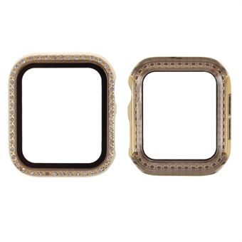 Galvaniserende Steentjes Decor PC Frame Gehard Glas Beschermhoes voor Apple Watch Series 4/5/6 / SE 40mm