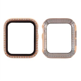 Galvaniserende Steentjes Decor PC Frame Gehard Glas Beschermhoes voor Apple Watch Series 4/5/6 / SE 44mm