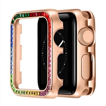 Kleurrijke Strass Decoratie Aluminiumlegering Beschermhoes Cover voor Apple Watch Series 4/5/6/SE 40mm