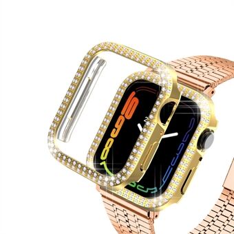 Strass Decoratie Hard PC Galvanisatie Horlogekast Framebeschermer voor Apple Watch Series 7 45mm