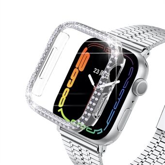 Strass Decor Transparant Hard PC Smart Watch Case Cover voor Apple Watch Series 7 41mm