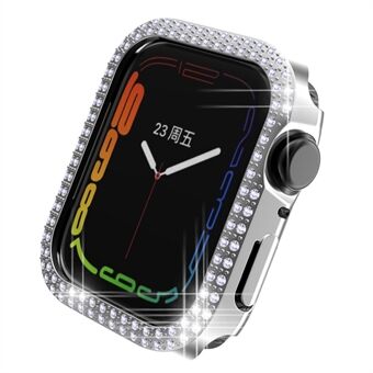 Verzinken Hard PC Strass Decor Smart Watch Case Cover voor Apple Watch Series 7 41mm