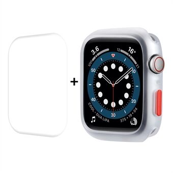 ENKAY Gesloten Knop Cover Smart Horloge TPU Beschermhoes met Hot Buigen Gebogen Zachte PET Screen Protector voor Apple Horloge Serie 7 45mm