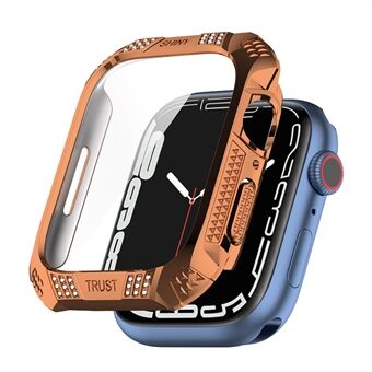 Voor Apple Watch Series 7 41mm Galvaniseren PC Horloge Beschermhoes Cover met Strass Decor + Gehard Glas Screen Protector: