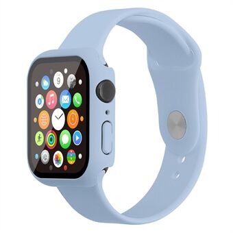 Voor Apple Watch Series 7 41 mm siliconen Outdoor + harde pc-hoes met ingebouwde screenprotector van gehard glas, maat S / M