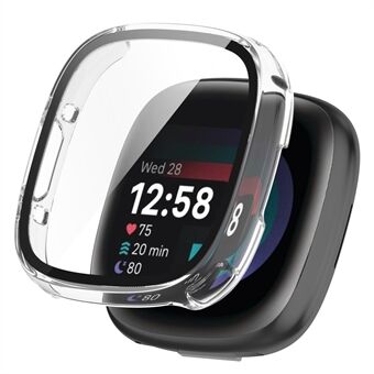 Anti-drop horlogekast voor Fitbit Versa 4 / Sense 2, harde pc volledige beschermingshoes met gehard glazen schermbeschermer