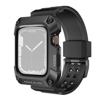NILLKIN Voor Apple Watch Series 8 / 7 45 mm metalen behuizing Legering Robuuste beschermhoes met TPU-horlogeband