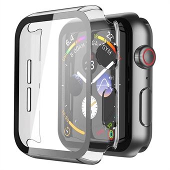 Harde pc-hoes met aanraakscherm Screenprotector van gehard glas voor Apple Watch Series 7 45 mm - transparant