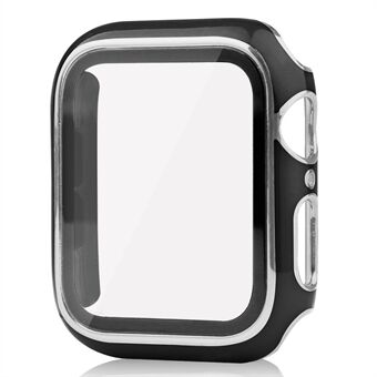 Gegalvaniseerde harde pc-hoes met gehard glazen schermbeschermer voor Apple Watch Series 7 45 mm